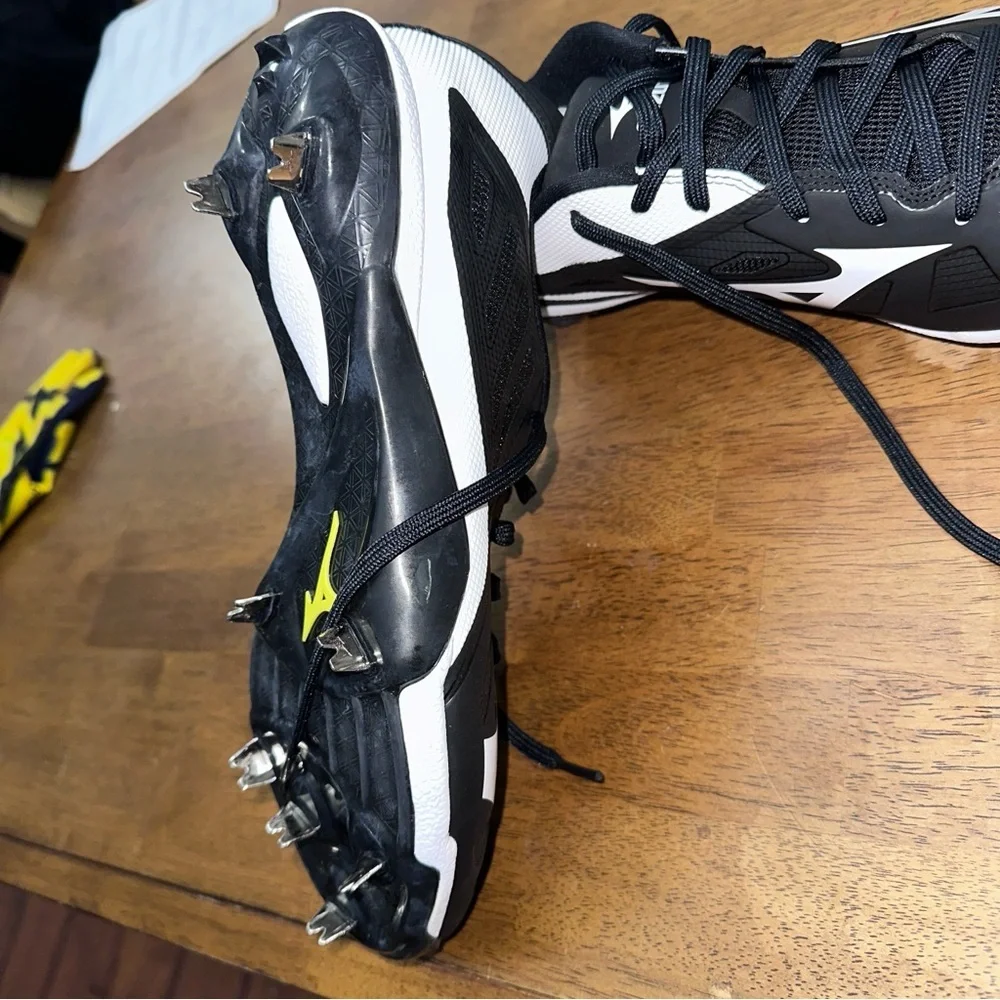 Mizuno Baseball Cleats Mens 11.5 Black Excellent Metal Spikes 11GM158190 - Picture 5 of 10